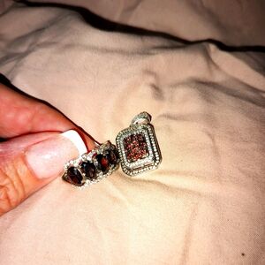 Mocha And Champage Simulant Ring And Pendant Size 8